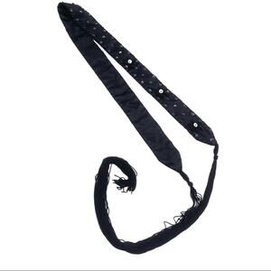 BOHO beaded black satin belt